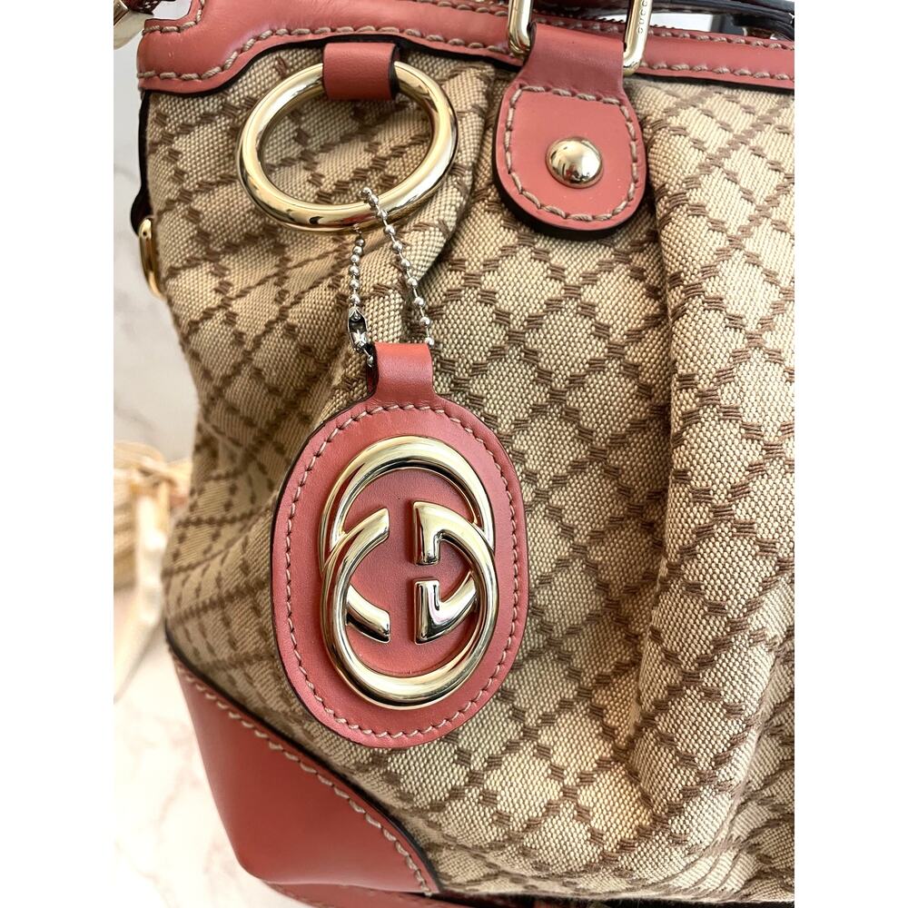 Gucci Diamante Canvas Sukey 2-Way Leather Trim Satchel/Top Handle Bag EUC - Picture 3 of 17